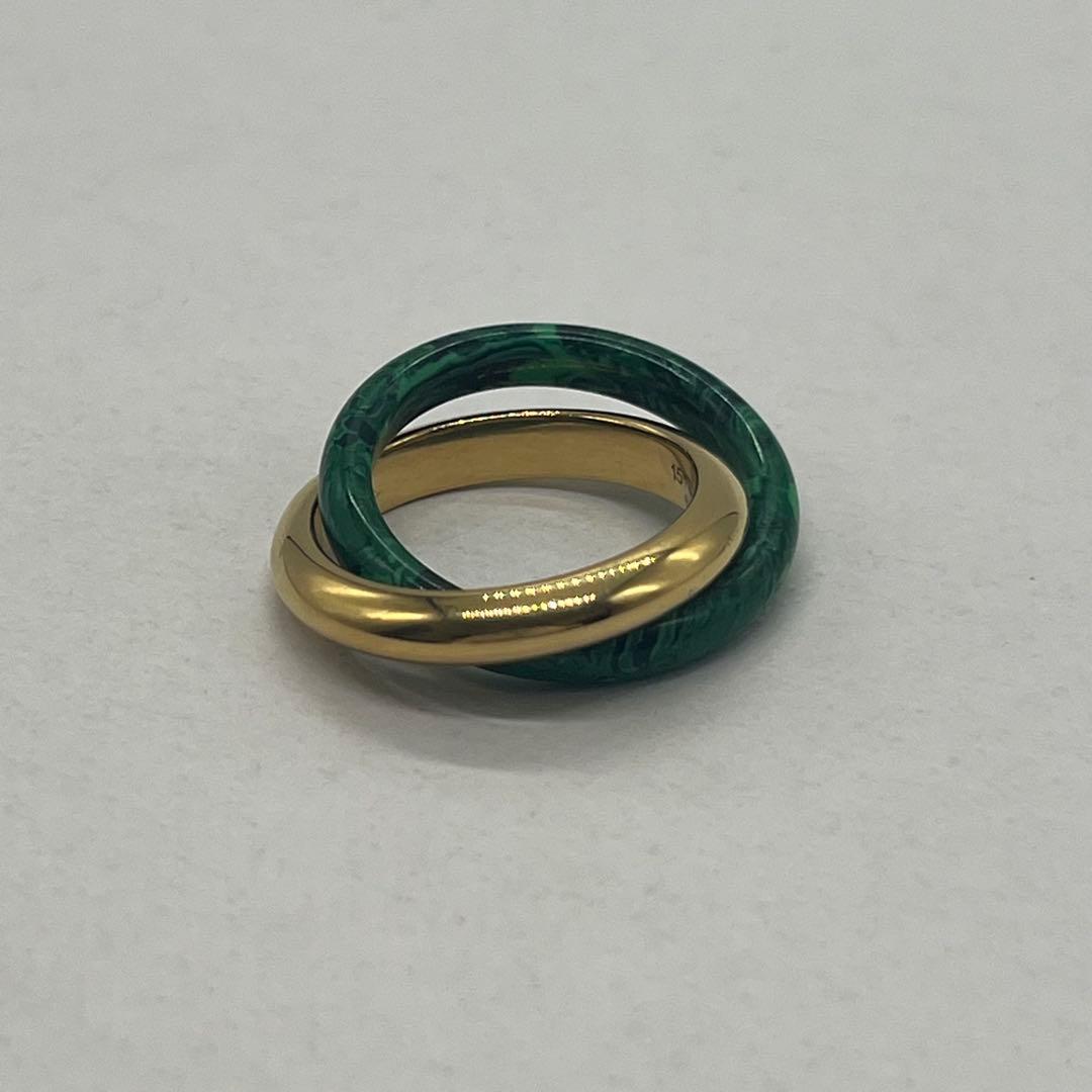 Bottega Veneta Interlocking Double Ring Malachite — view 3