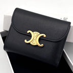 Celine Small Flap Wallet Triomphe Trifold Black