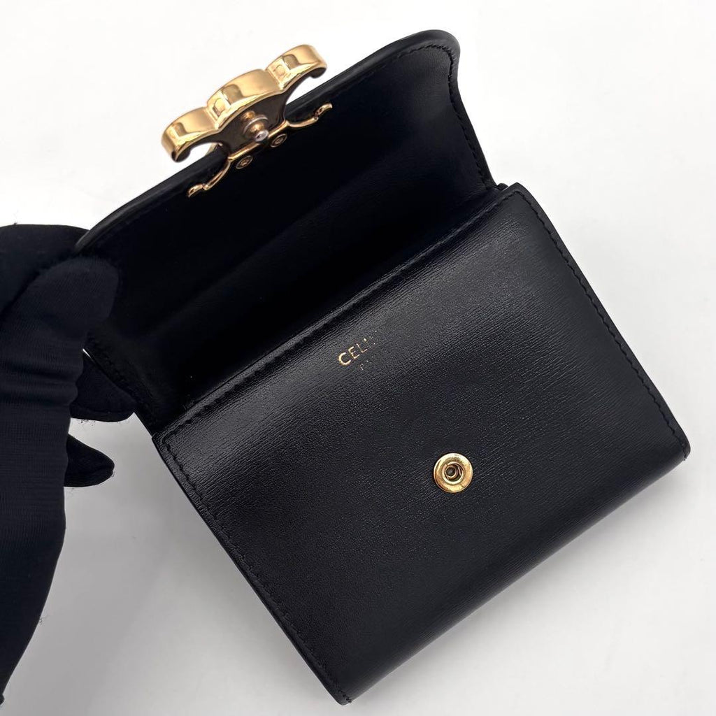 Celine Small Flap Wallet Triomphe Trifold Black — view 3