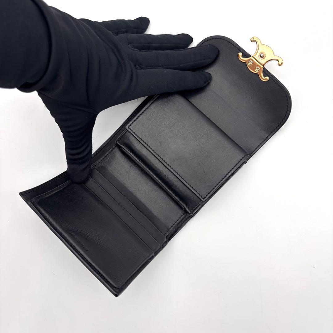Celine Small Flap Wallet Triomphe Trifold Black — view 4