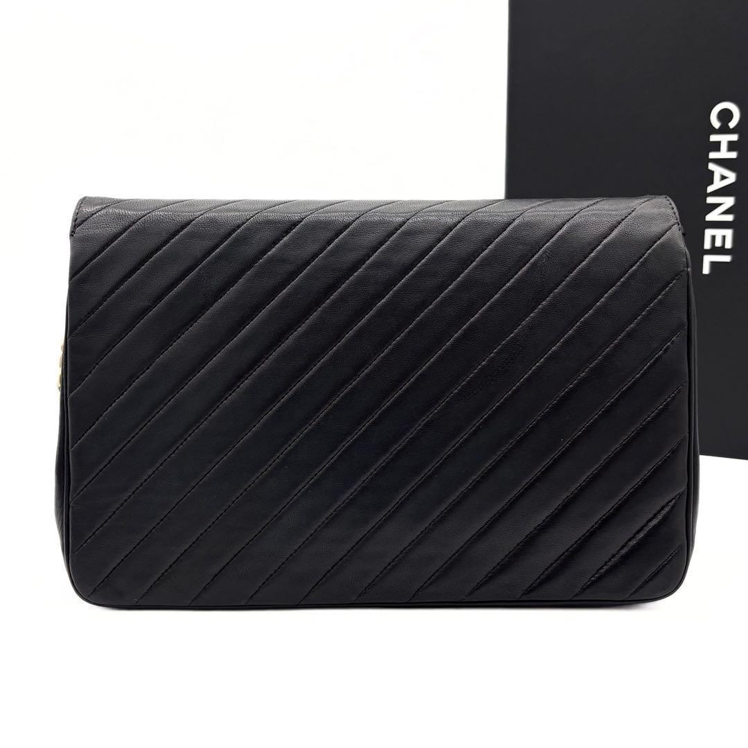 Chanel Bias Stitch Quilted Lambskin Shoulder Bag Black — view 2