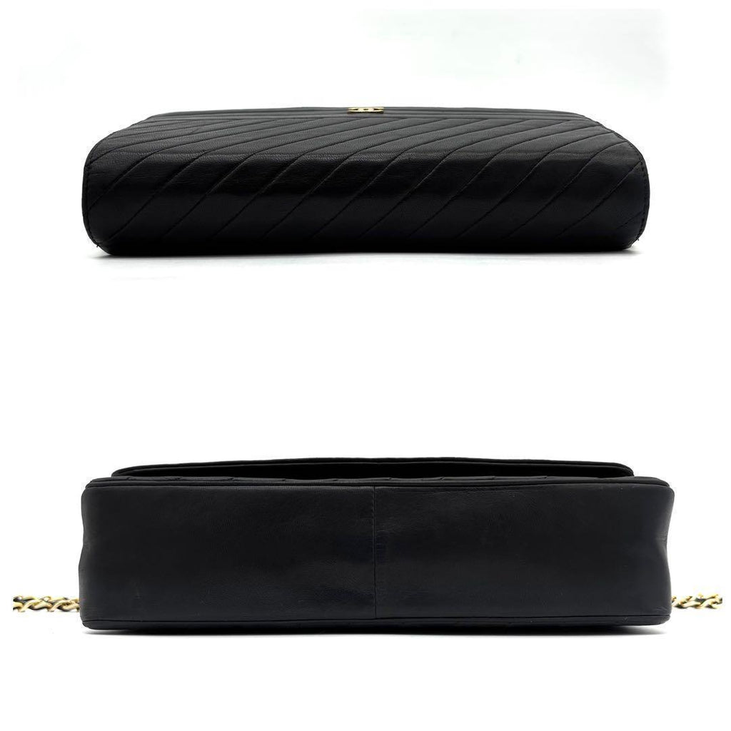 Chanel Bias Stitch Quilted Lambskin Shoulder Bag Black — view 6
