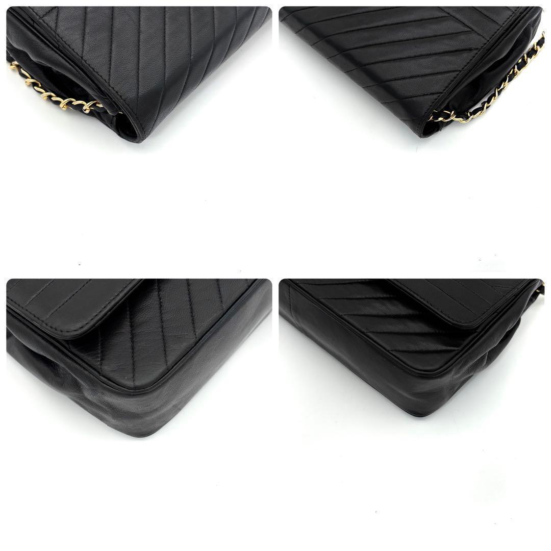 Chanel Bias Stitch Quilted Lambskin Shoulder Bag Black — view 8