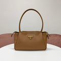 Prada Darling Leather Triangle Logo Handbag Brown