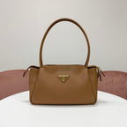 Prada Darling Leather Triangle Logo Handbag Brown