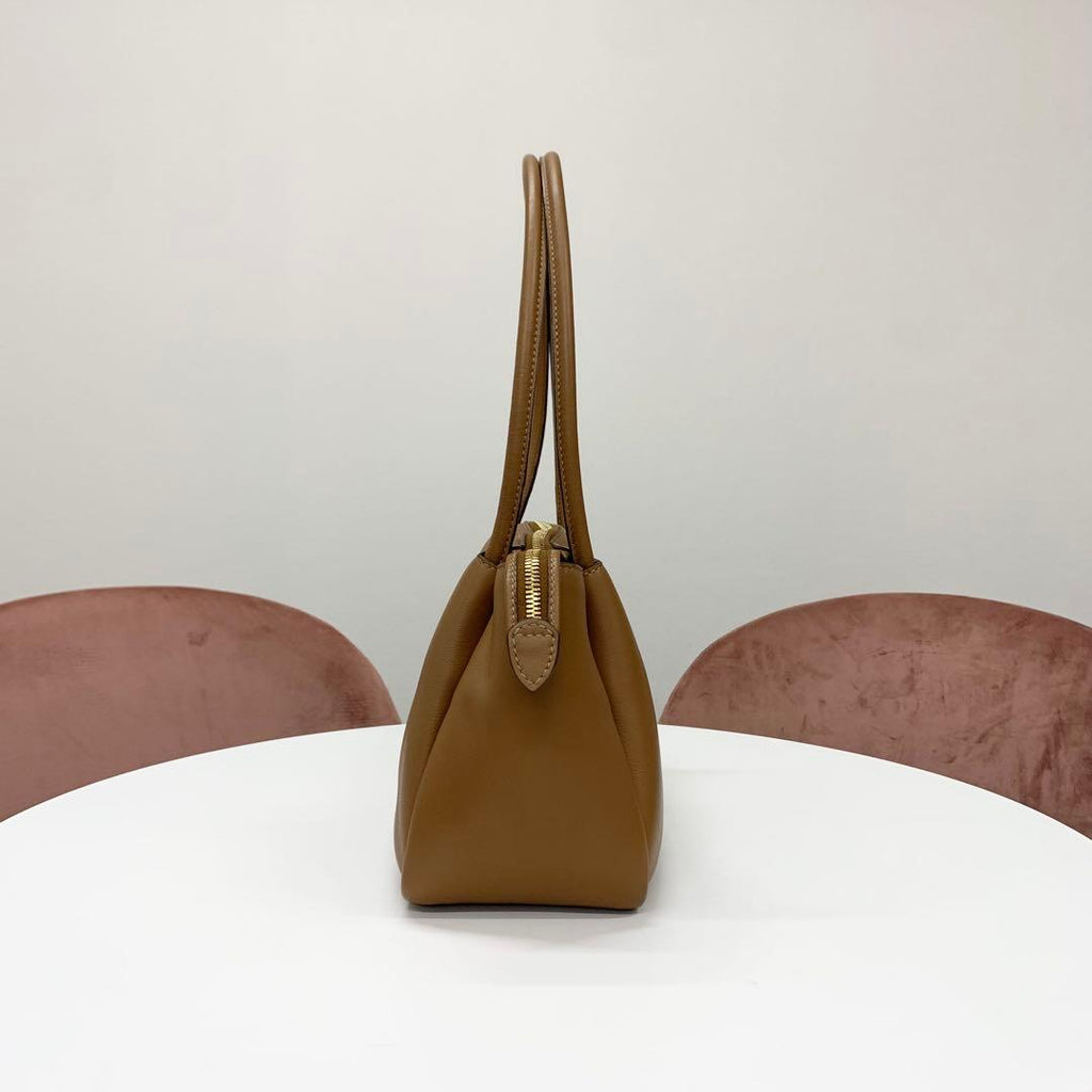 Prada Darling Leather Triangle Logo Handbag Brown — view 2