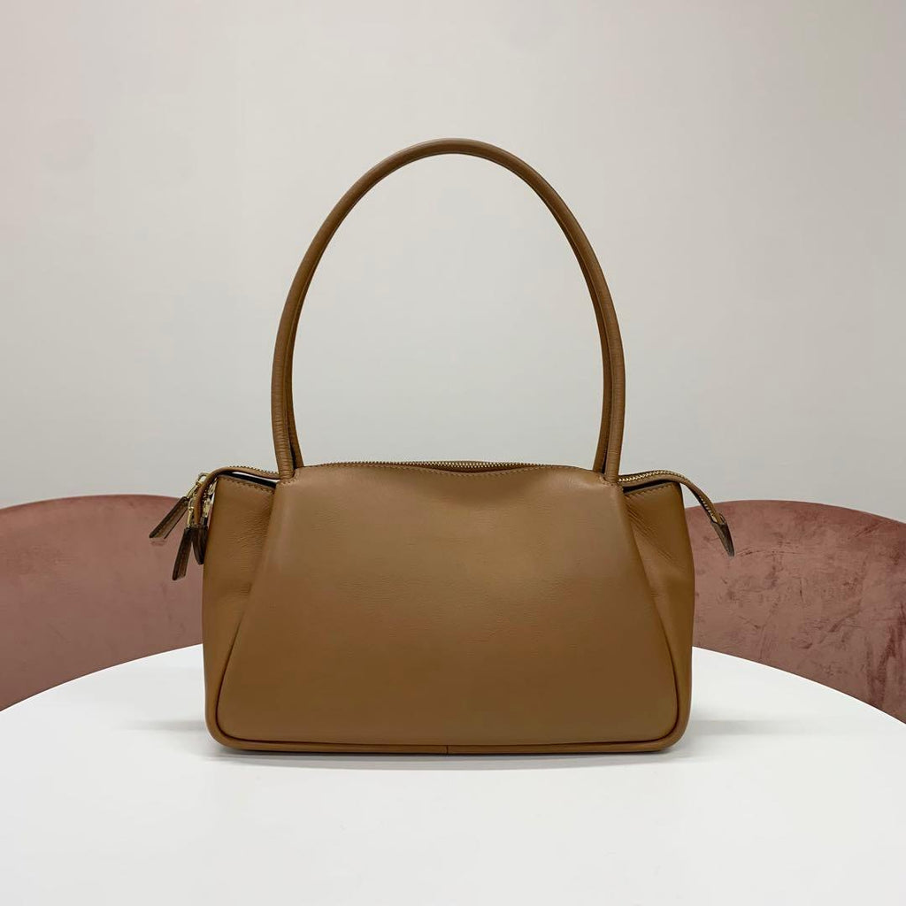 Prada Darling Leather Triangle Logo Handbag Brown — view 3