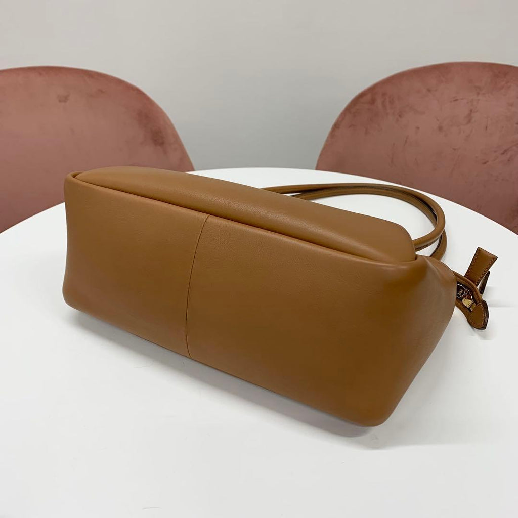 Prada Darling Leather Triangle Logo Handbag Brown — view 4