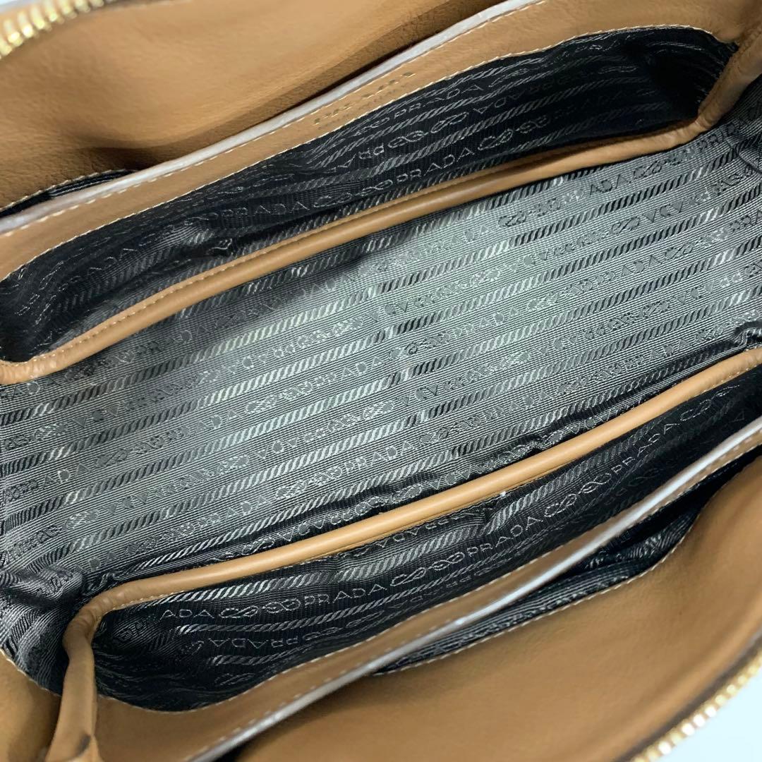 Prada Darling Leather Triangle Logo Handbag Brown — view 6
