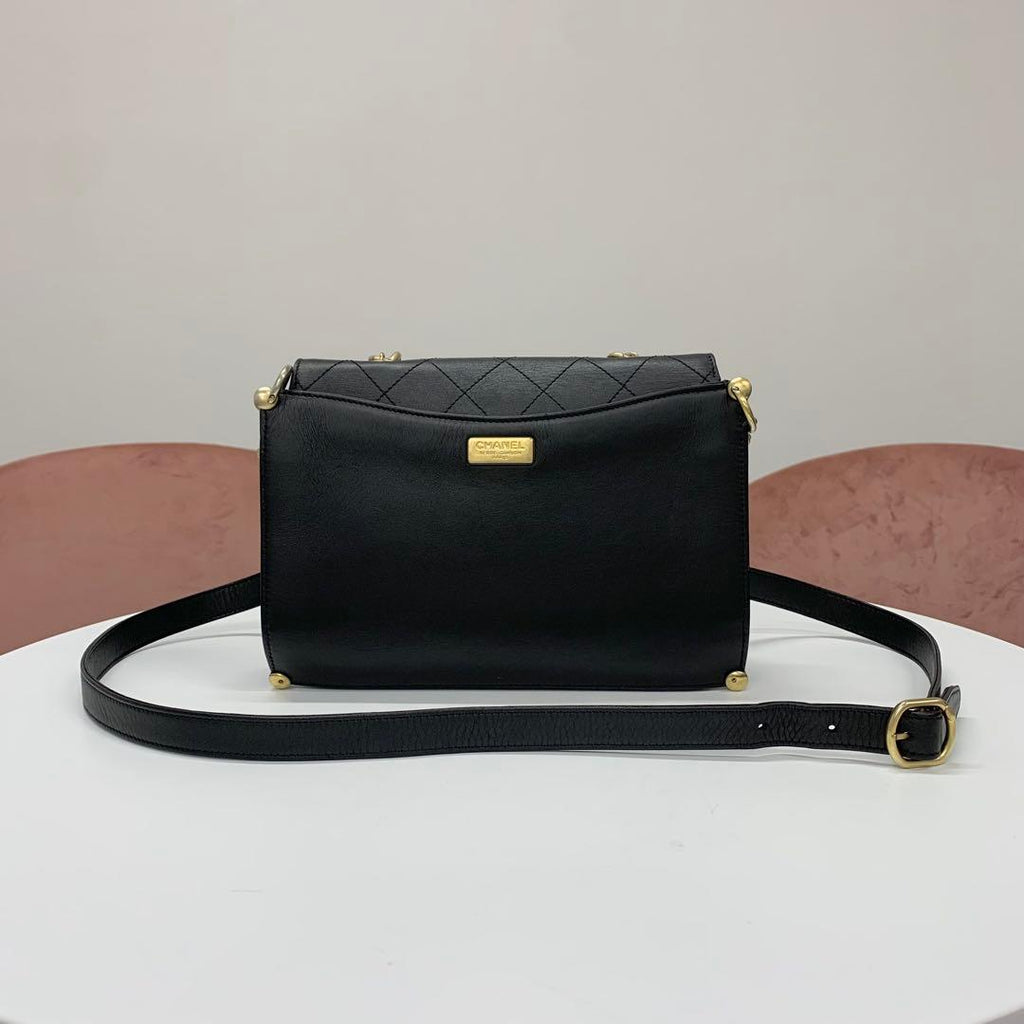 Chanel Quilted CC Logo Leather Chain Flap Shoulder Bag — view 3