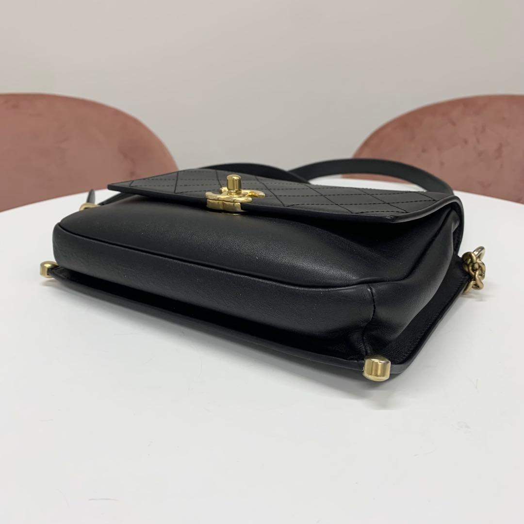 Chanel Quilted CC Logo Leather Chain Flap Shoulder Bag — view 4