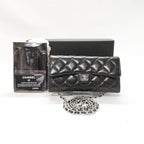 Chanel Lambskin Quilted Wallet Black Silver