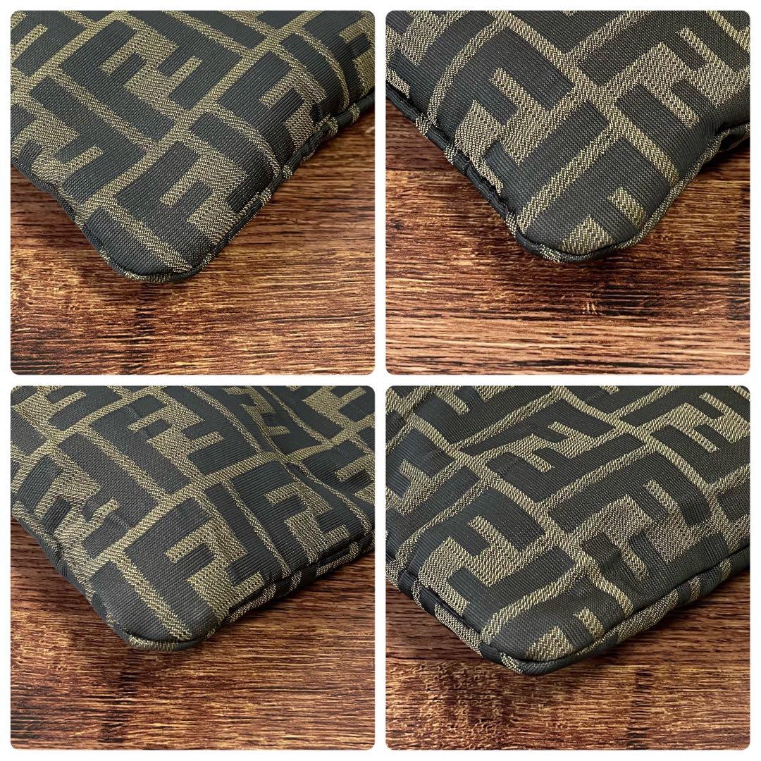 Fendi FF Zucca Pattern Canvas Shoulder Bag Pochette Brown — view 6