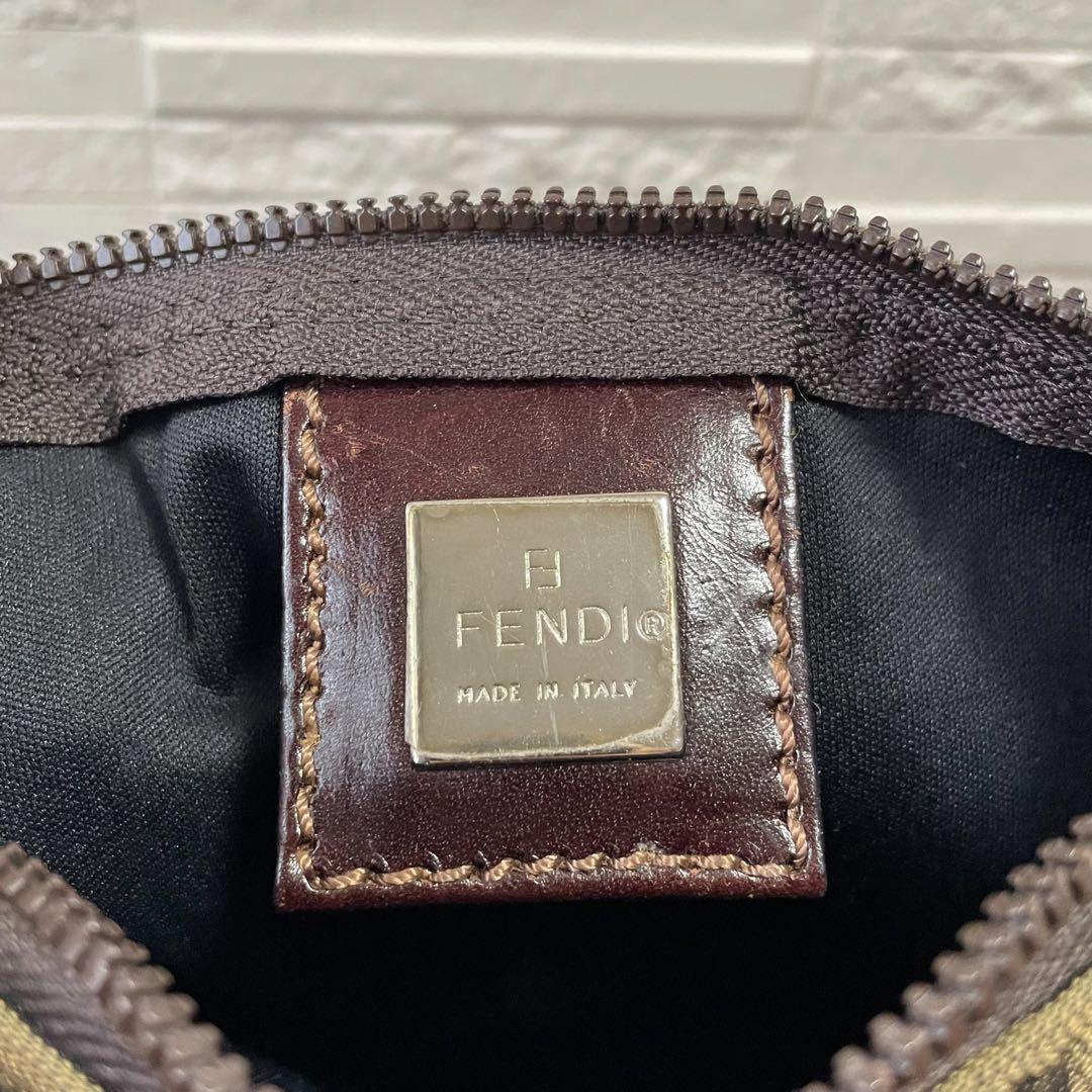 Fendi FF Zucca Pattern Canvas Shoulder Bag Pochette Brown — view 9