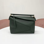 Loewe Puzzle Bag Small Anagram Leather Handbag Green