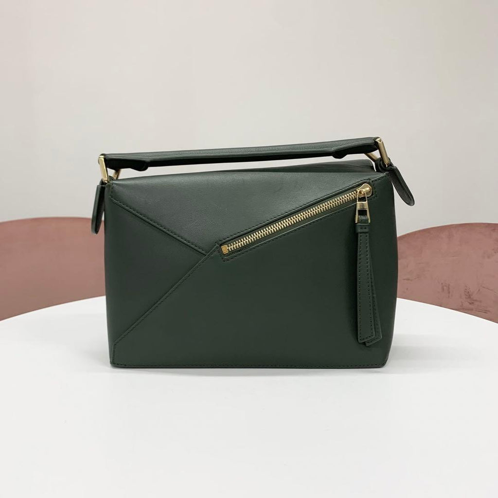 Loewe Puzzle Bag Small Anagram Leather Handbag Green — view 3