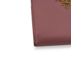 Prada Bifold Wallet with Metal Logo Compact Saffiano Pink — view 5