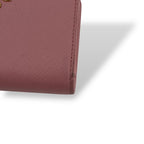 Prada Bifold Wallet with Metal Logo Compact Saffiano Pink — view 6