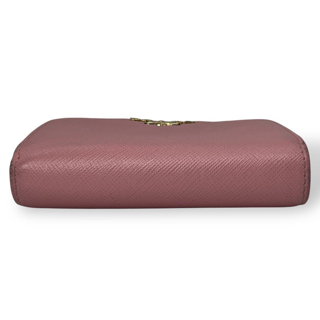 Prada Bifold Wallet with Metal Logo Compact Saffiano Pink — view 7