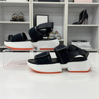 Hermes Geek Mesh Leather Velcro Strap Sandals Black — view 2