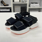 Hermes Geek Mesh Leather Velcro Strap Sandals Black — view 3