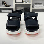 Hermes Geek Mesh Leather Velcro Strap Sandals Black — view 4