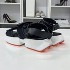 Hermes Geek Mesh Leather Velcro Strap Sandals Black — view 5