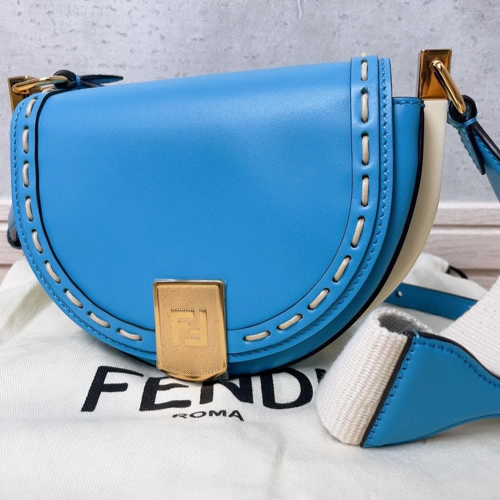 Fendi Moonlight Shoulder Bag Blue Leather
