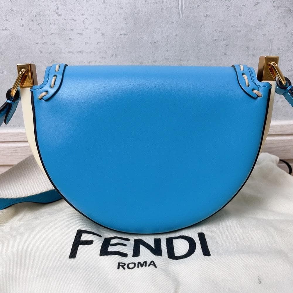 Fendi Moonlight Shoulder Bag Blue Leather — view 3