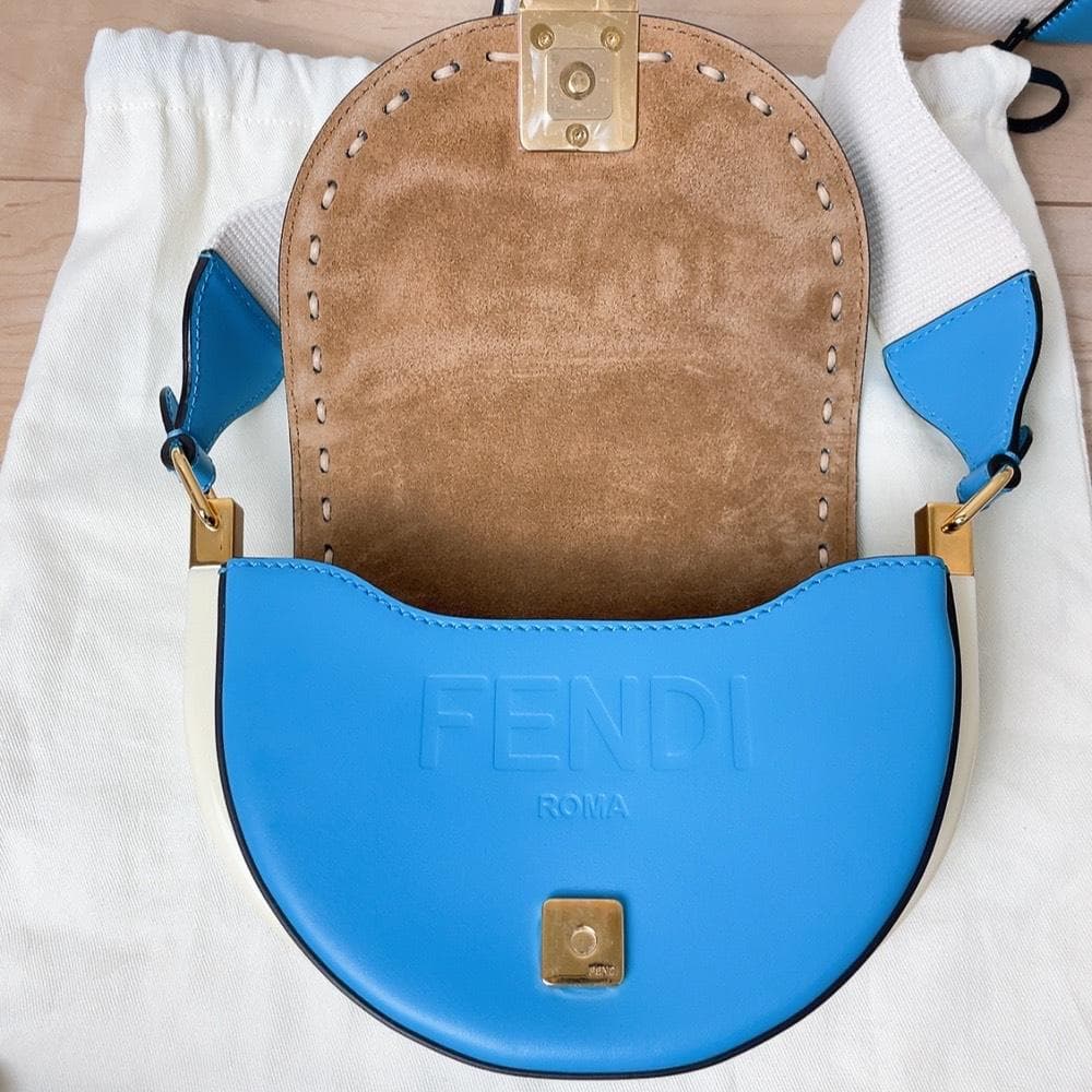 Fendi Moonlight Shoulder Bag Blue Leather — view 8
