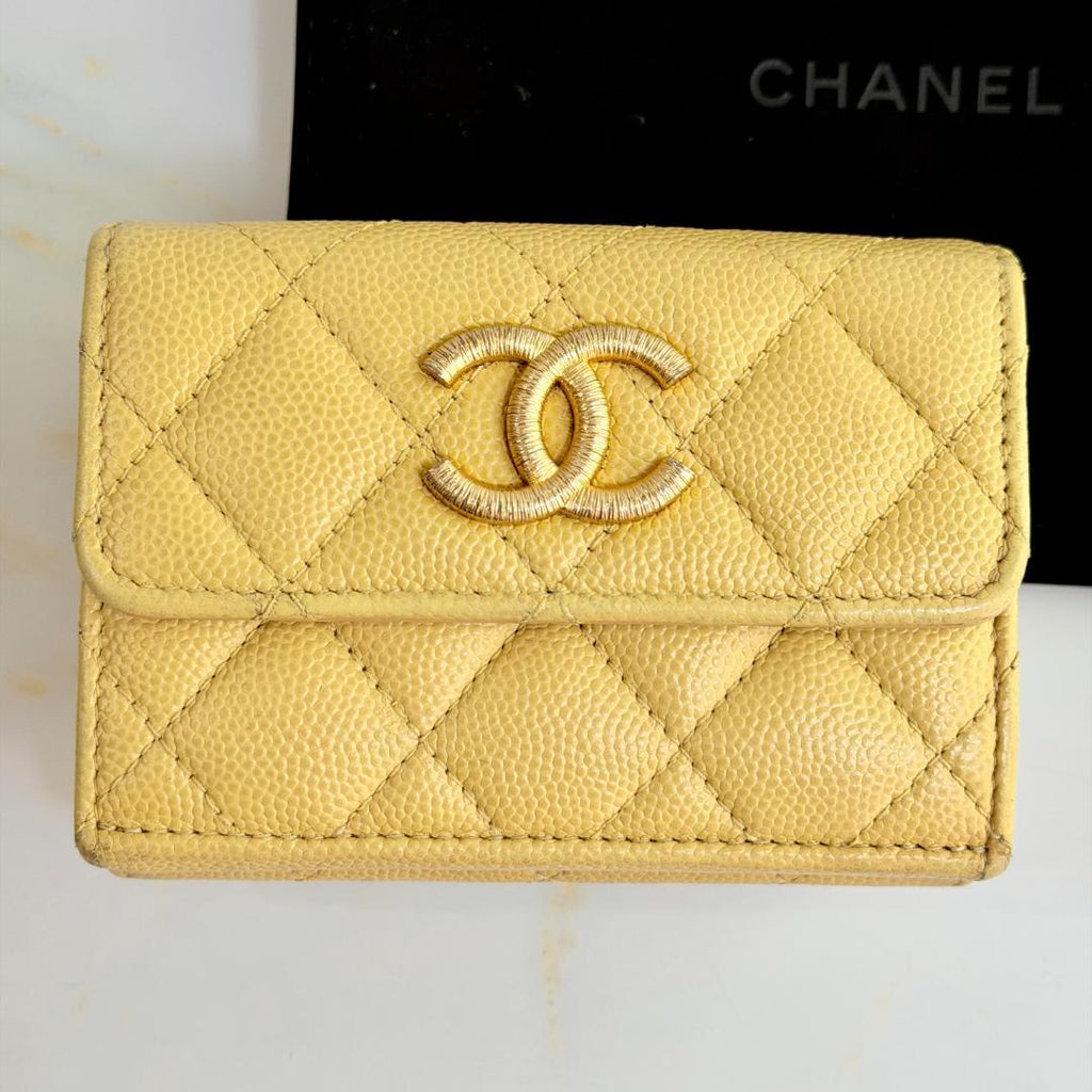 Chanel Caviar Leather Quilted Trifold Wallet