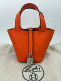 Hermes Picotin Lock Micro Lucky Daisy Orange Handbag