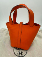 Hermes Picotin Lock Micro Lucky Daisy Orange Handbag — view 2