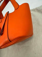 Hermes Picotin Lock Micro Lucky Daisy Orange Handbag — view 6