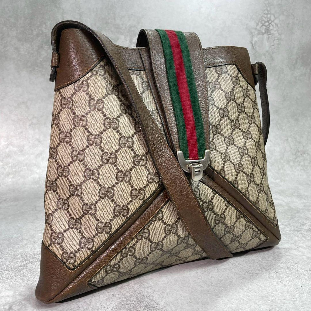 Gucci GG Sherry Line Shoulder Bag Brown Logo