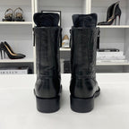 Chanel Coco Mark Quilted Leather Logo Short Boots Black — view 6