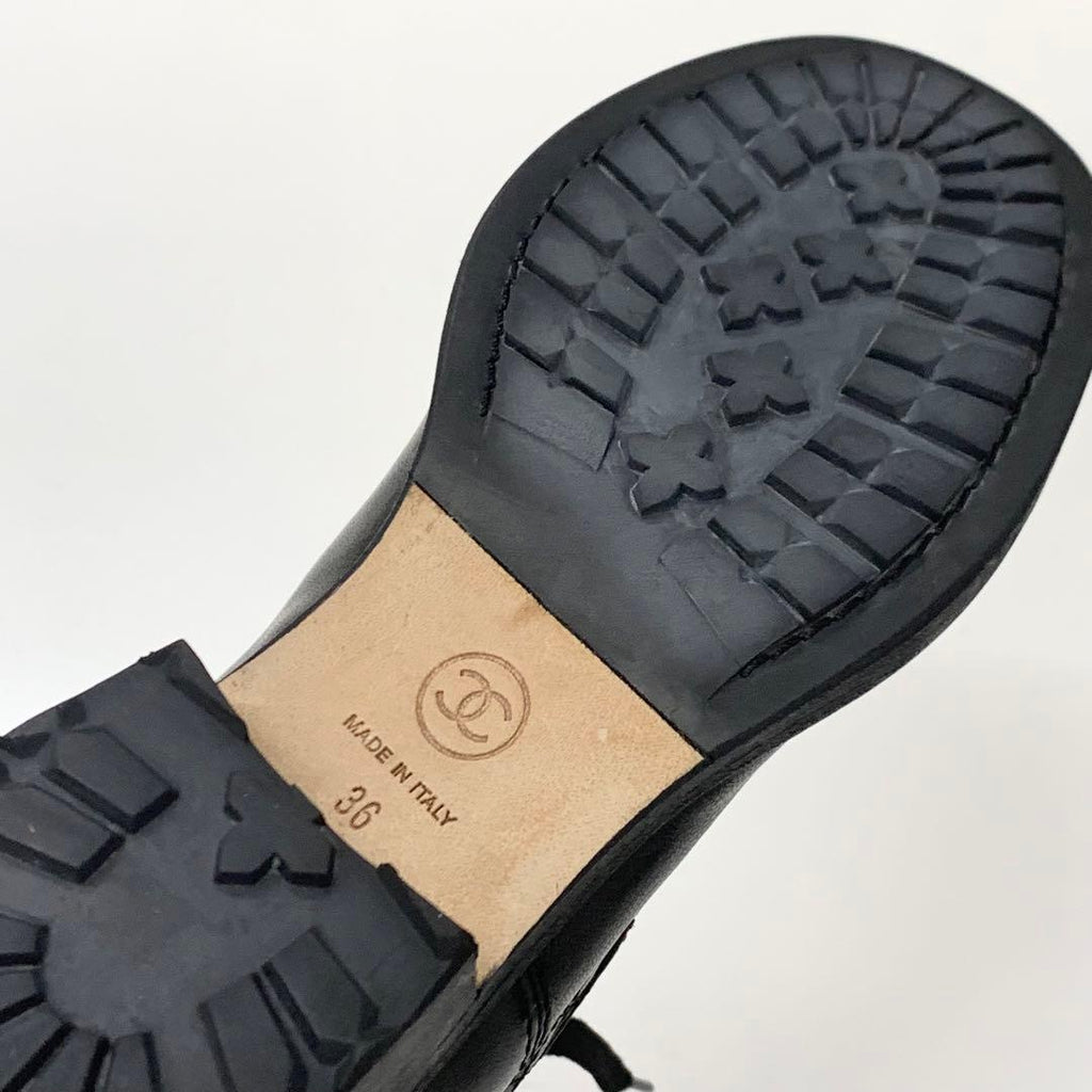 Chanel Coco Mark Quilted Leather Logo Short Boots Black — view 9