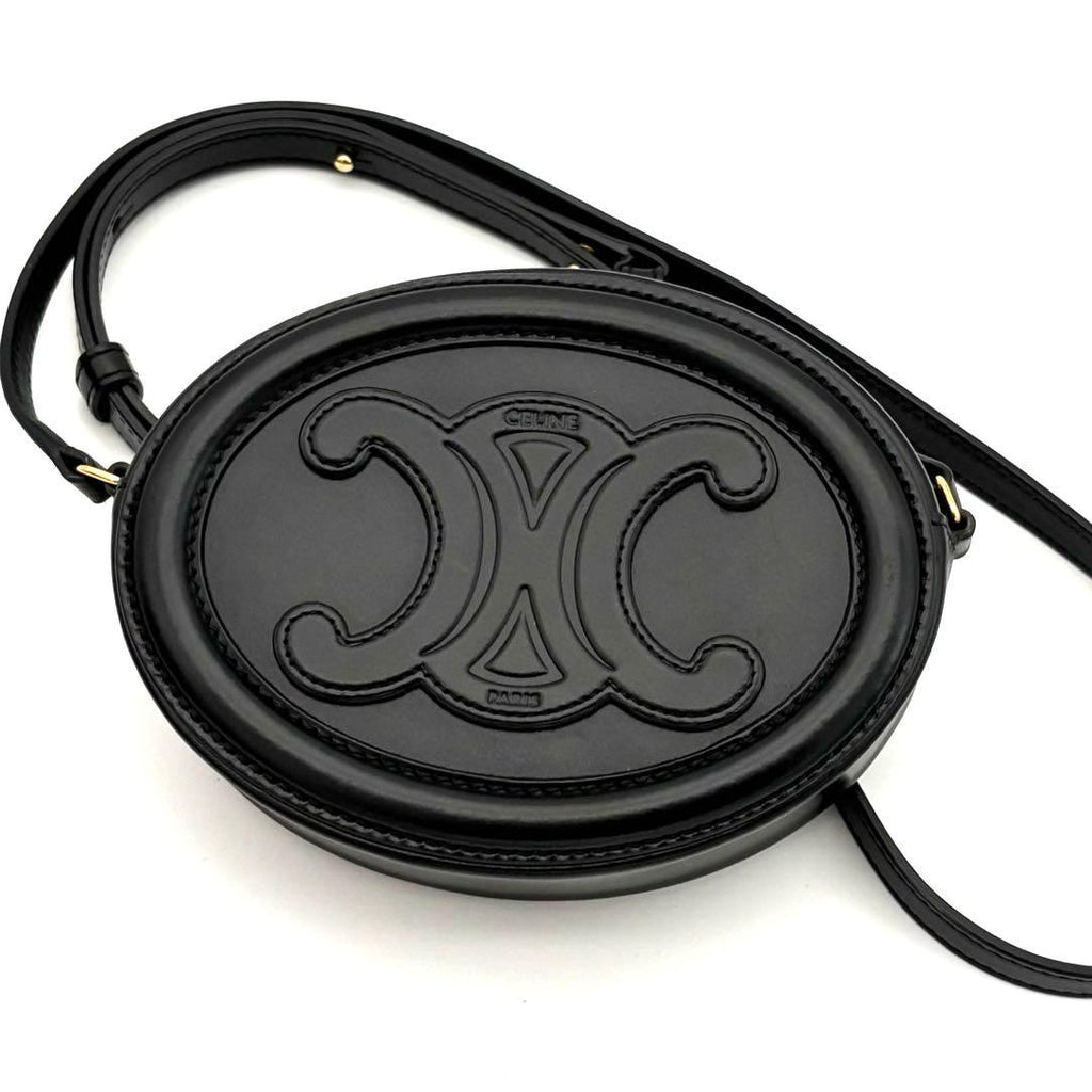 Celine Shoulder Bag Black Oval Perth Cuir