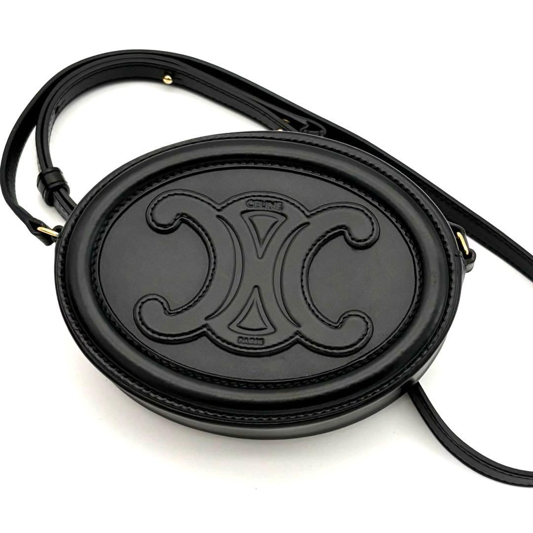 Celine Shoulder Bag Black Oval Perth Cuir