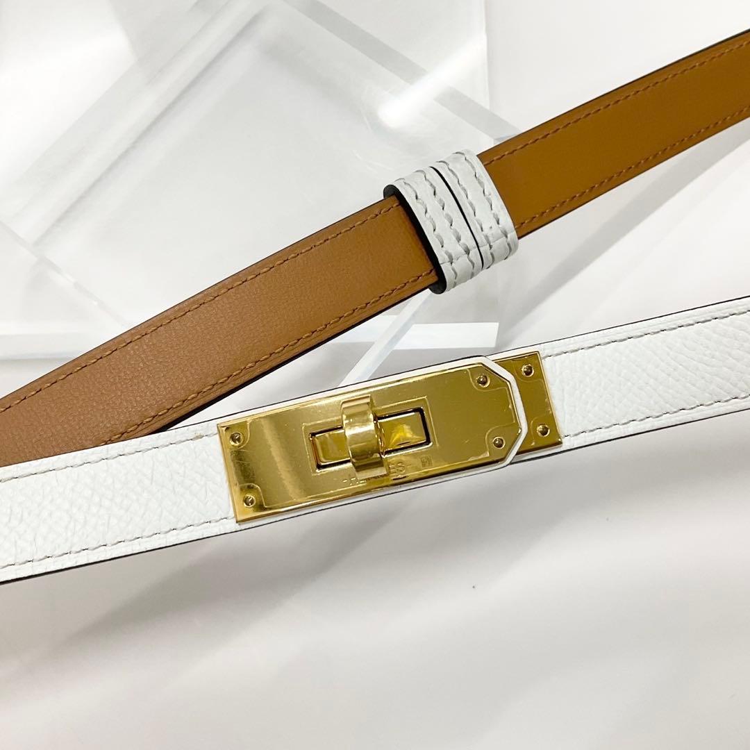 Hermes Veau Epsom Kelly 18 Belt White Gold — view 4
