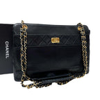 Chanel Lambskin Quilted Chain Shoulder Tote Black