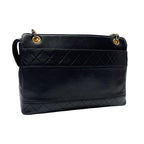 Chanel Lambskin Quilted Chain Shoulder Tote Black — view 2