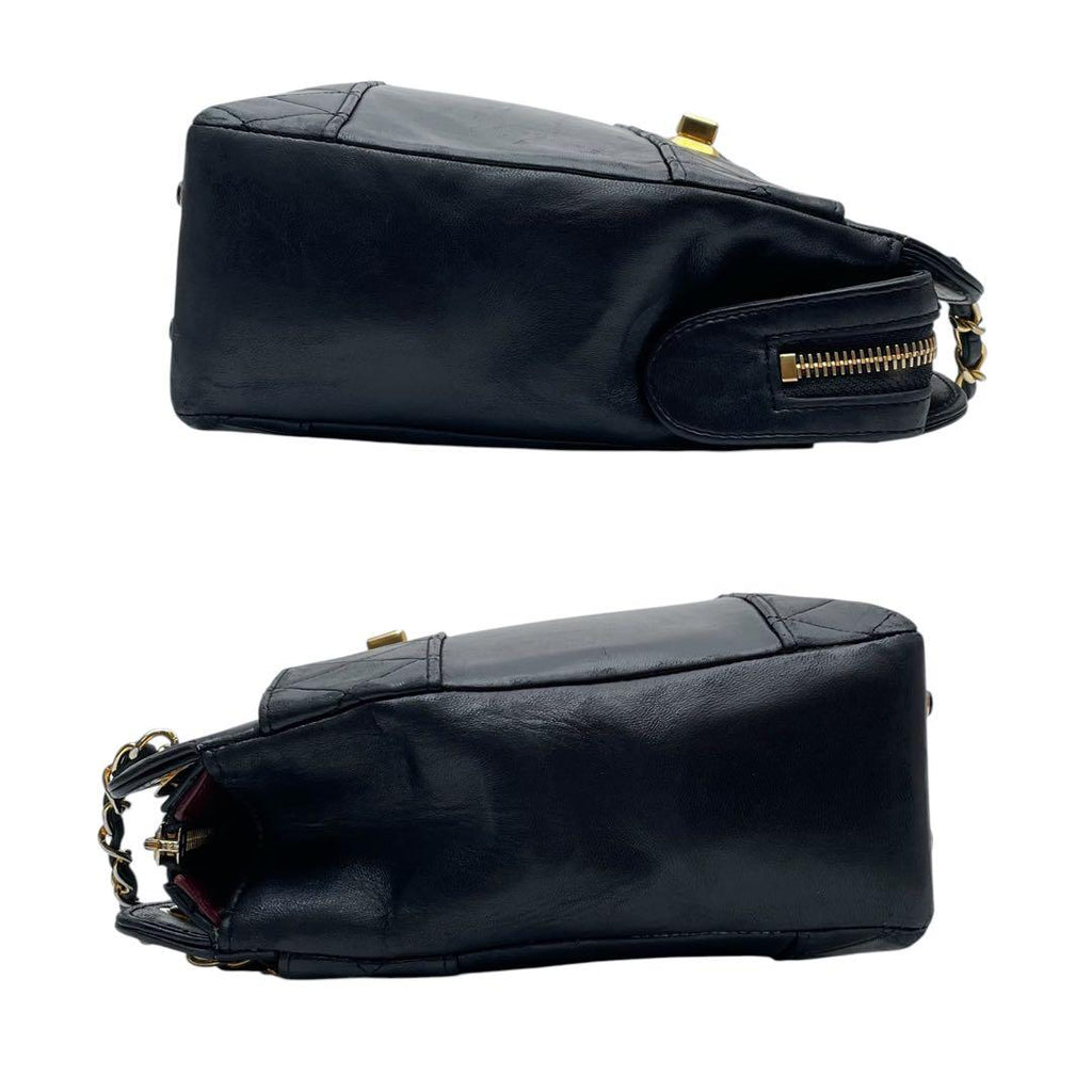 Chanel Lambskin Quilted Chain Shoulder Tote Black — view 4