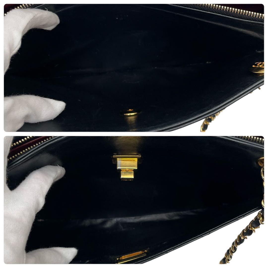 Chanel Lambskin Quilted Chain Shoulder Tote Black — view 9