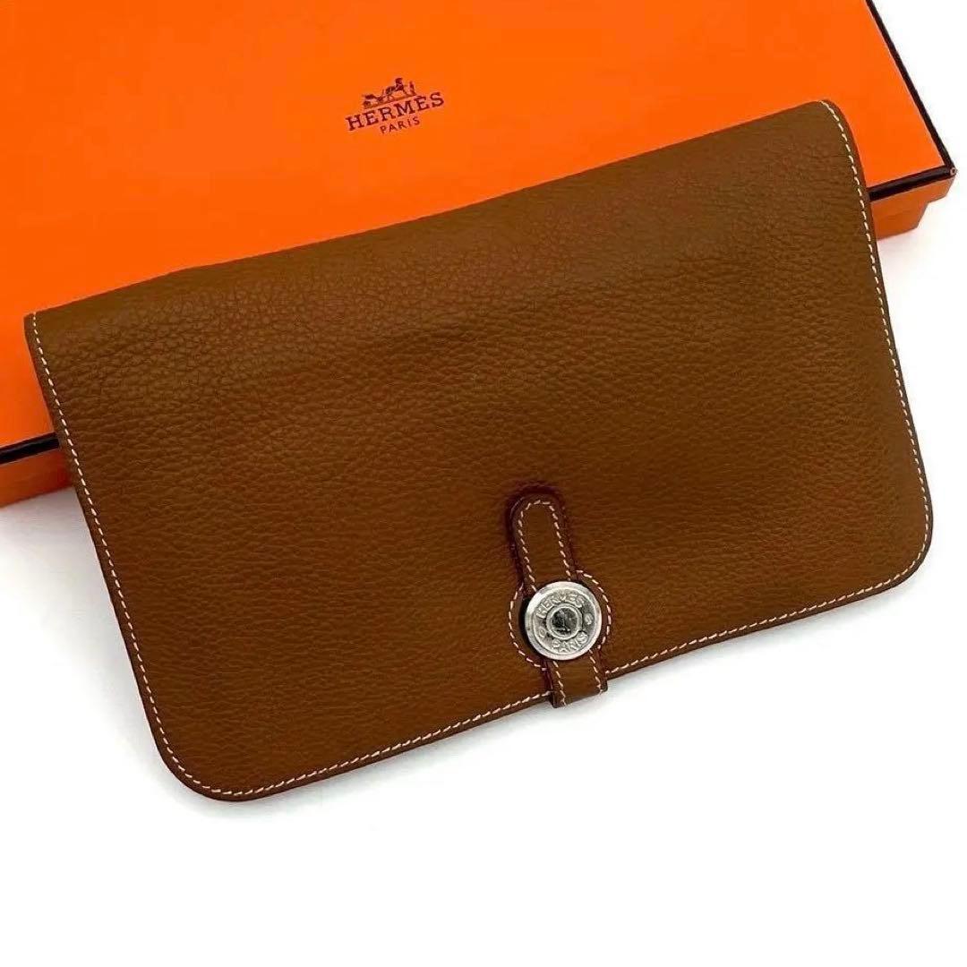 Hermes Dogon GM Togo Leather Wallet Brown Bifold