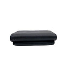 Prada Saffiano Leather Triangle Plate Logo Trifold Wallet Black — view 3