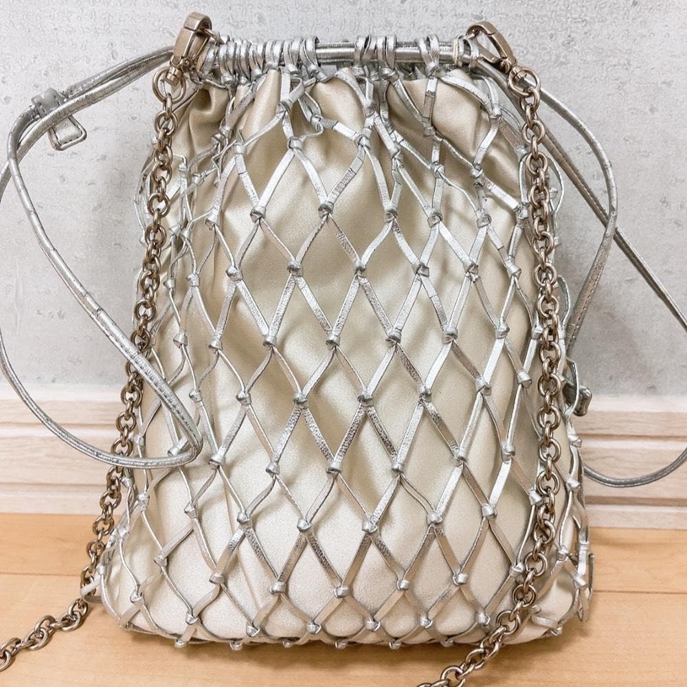 Prada Mesh Shoulder Bag Silver Braid — view 3