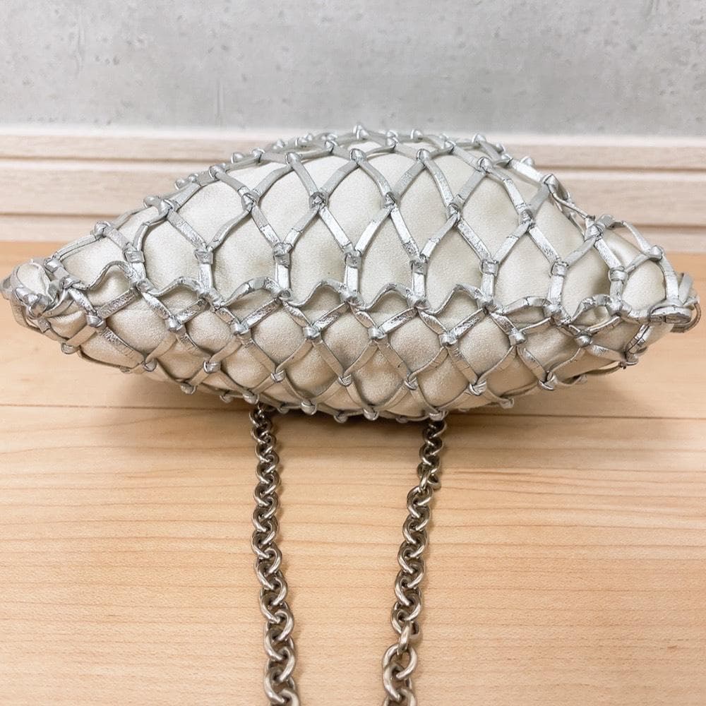 Prada Mesh Shoulder Bag Silver Braid — view 4