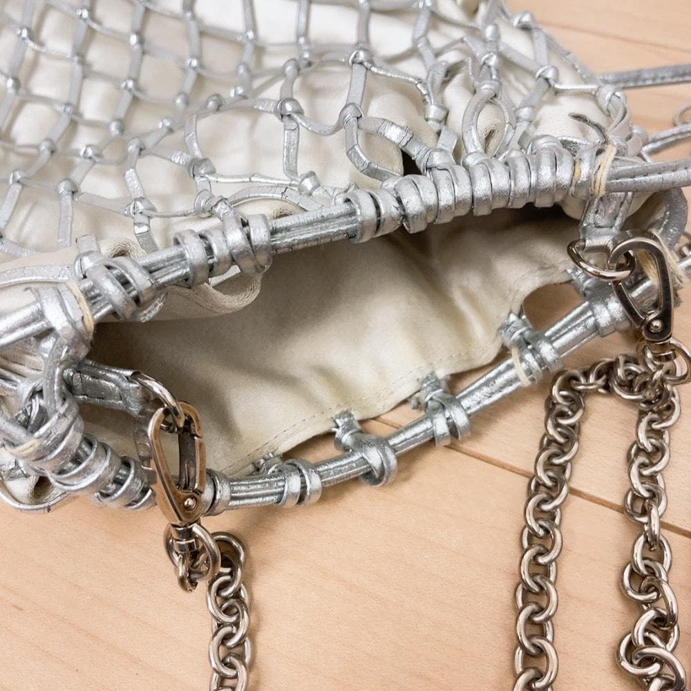 Prada Mesh Shoulder Bag Silver Braid — view 5