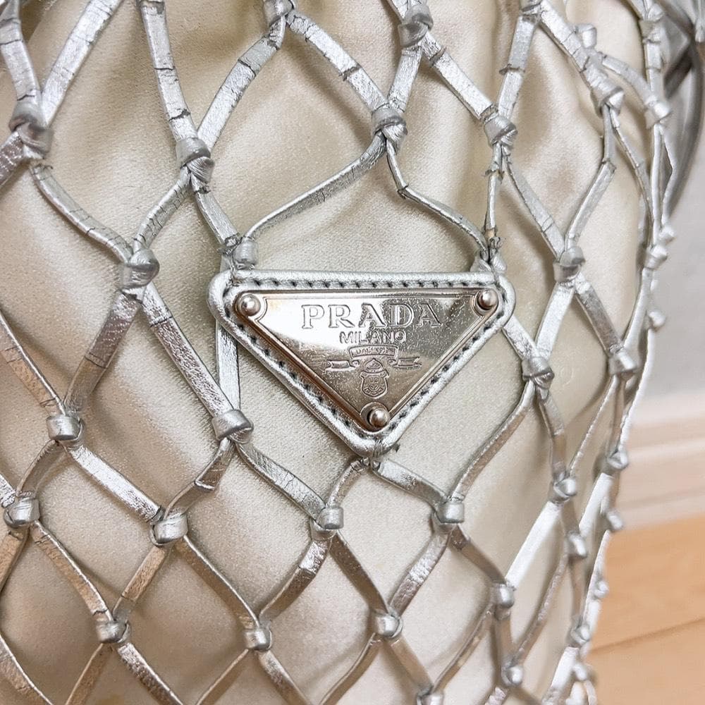 Prada Mesh Shoulder Bag Silver Braid — view 7